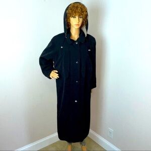 Forecaster of Boston Black Trench Coat with Hood – Size 6P